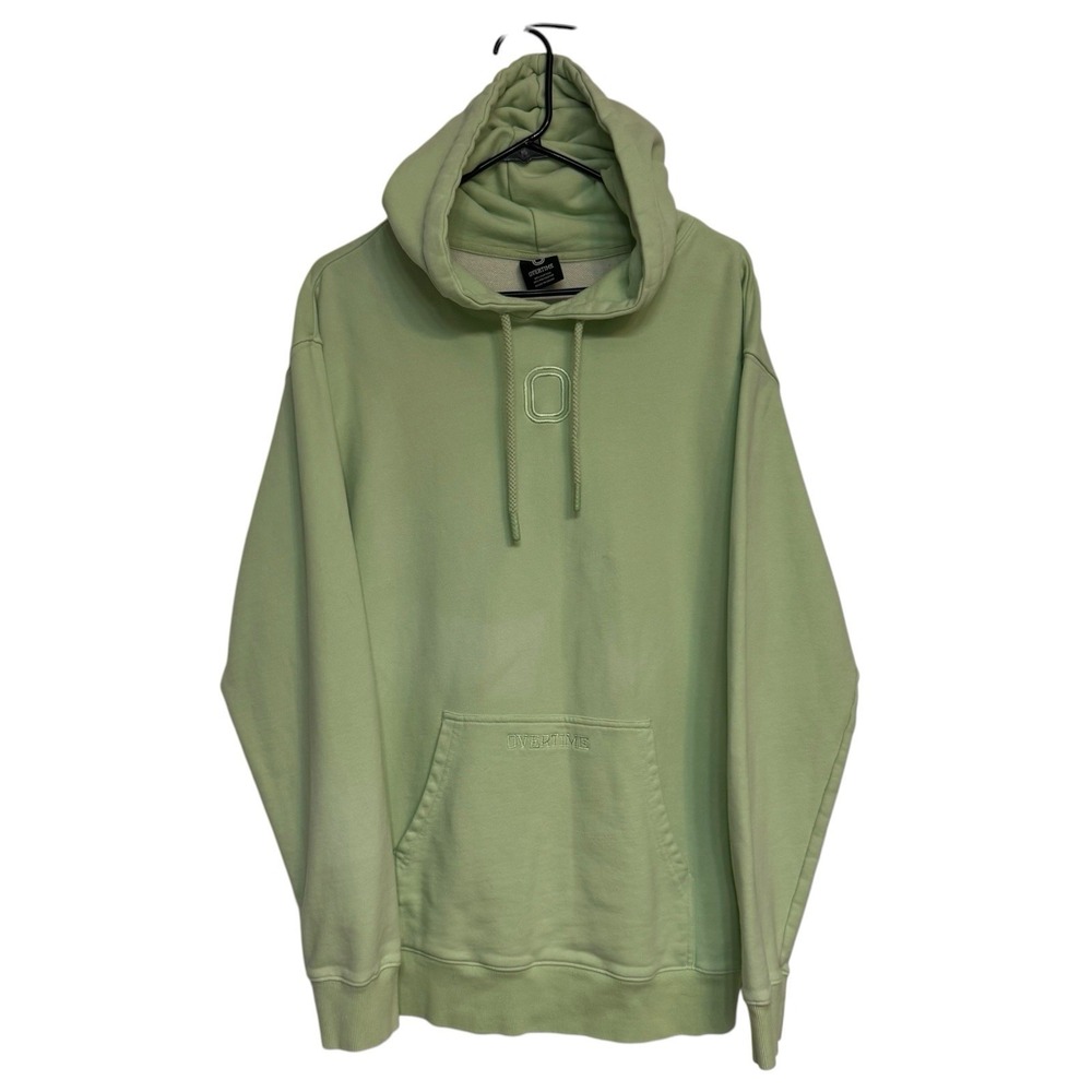Overtime Men's Light Green Fleece Pullover Hoodie Pocket Drawstring Medium